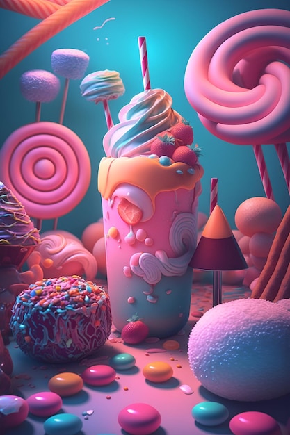 Snoepjes episch volledig artistiek kleurrijk filmisch licht Generatieve Ai