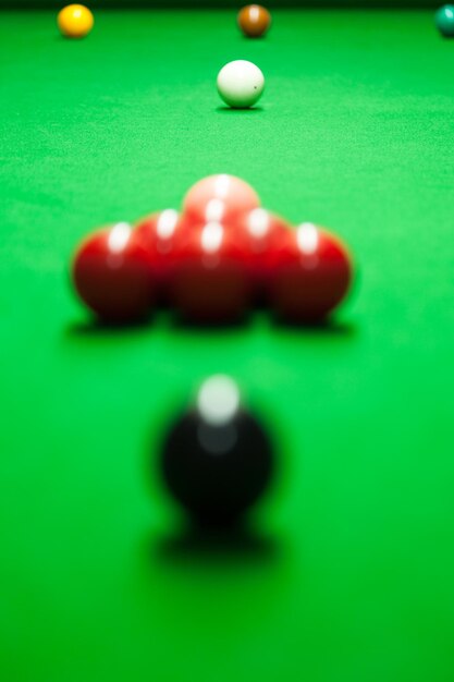 Photo snooker balls on a table