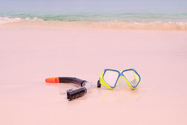 Snorkel put on the beautiful beach at Thailand.