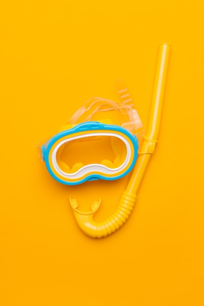 Photo snorkeling mask equipment on a vibrant