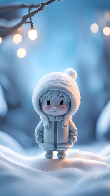 Snow 3D cartoon character digital illustration