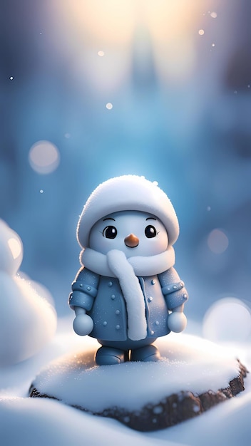 Snow 3D cartoon character digital illustration