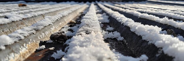 Snow bars on the roof hold accumulated snow