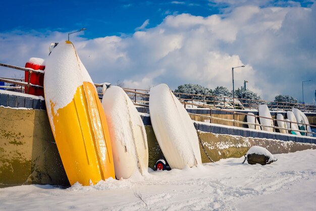 Snow boats beach