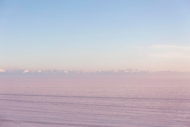 Snow capped mountains winter landscape