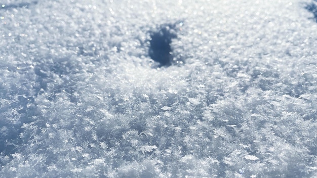 Snow closeup on a blue sky background