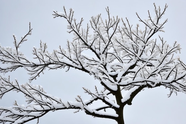 白い木の雪に覆われた枝