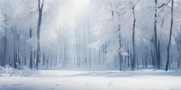 snow covered forest filled with lots of trees