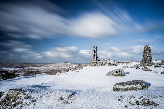 Snow covered landscape against sky