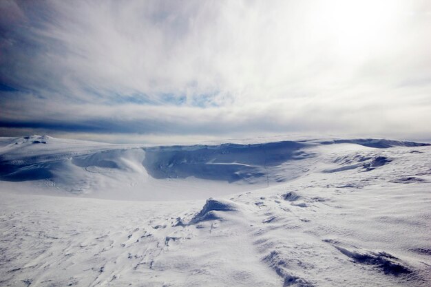 Snow covered mountains Beautiful winter landscape