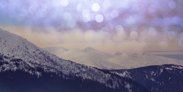 Snow covered mountains in winter