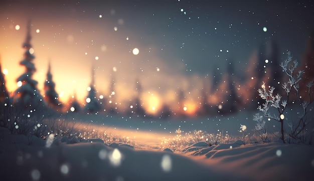 A snow covered road with snow falling on it