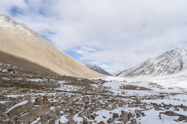 Snow covered stones