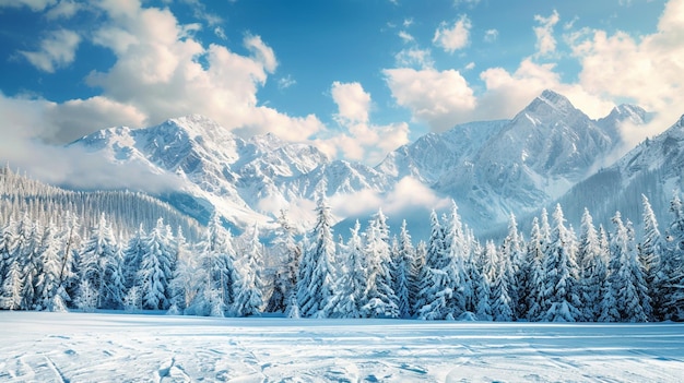 snow covered trees in the background