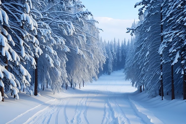 заснеженные деревья в лесу