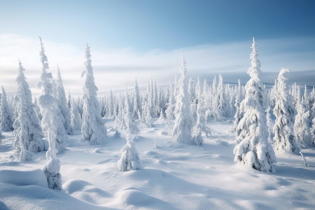 Snow covered trees in the forest