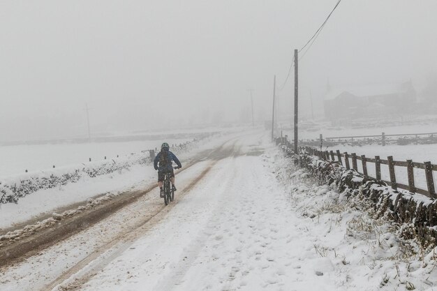 Snow covers the roads Yorkshire UK