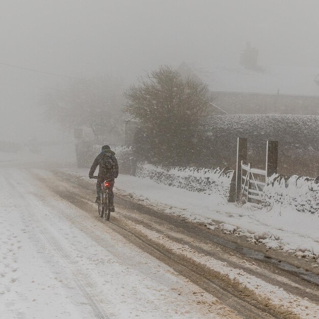 Snow covers the roads Yorkshire UK