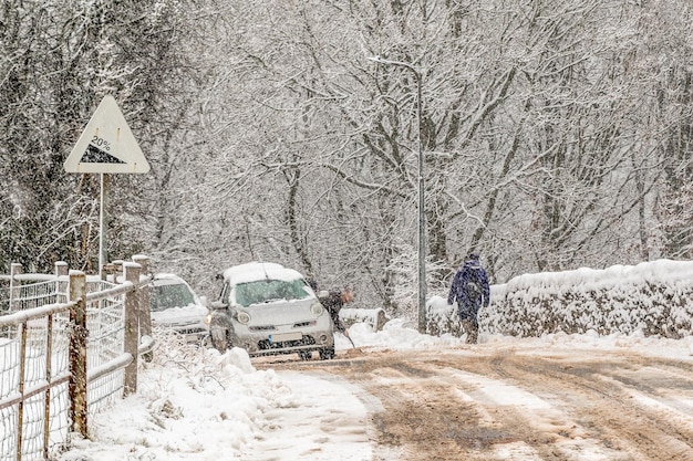 Snow covers the roads