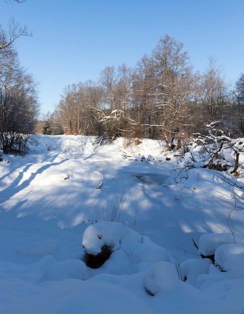 Snow drifts in the winter season, a large amount of precipitation in the winter