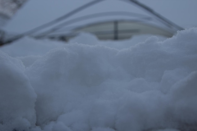 Snow drifts in winter in the village