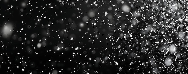 снег падает на черном фоне