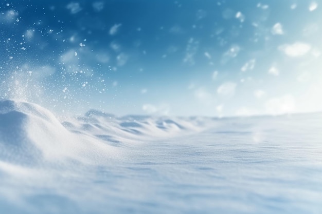 Snow falling on a blue background