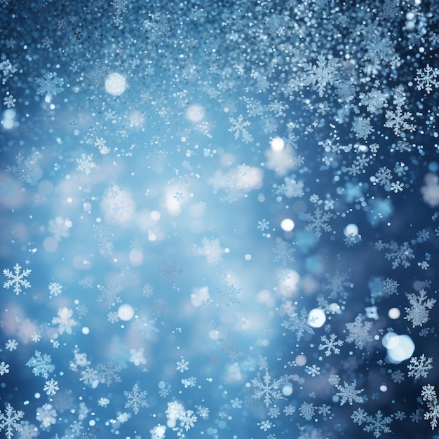 snow flakes are falling from the sky in a blue background generative ai