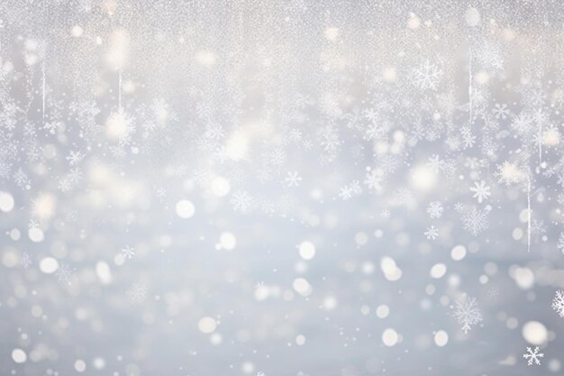 Photo snow flakes falling down from the sky in a winter scene generative ai