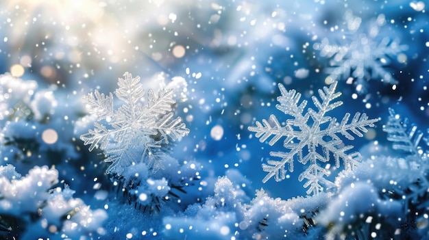 Снежные хлопья, падающие с деревьев, могут быть использованы для изображения зимней холодной погоды или красоты природы в заснеженном ландшафте