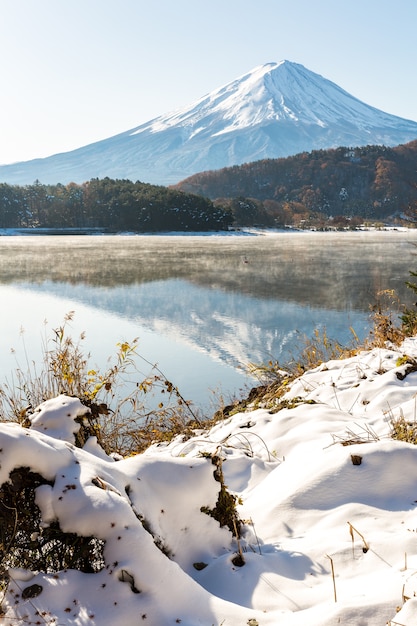 Snow Fuji Kawaguchiko late autumn