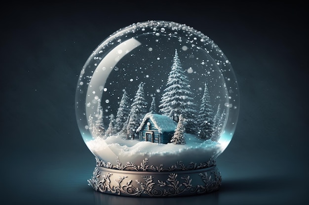 Рождественский фон со снежным шаром, созданный искусственным интеллектом