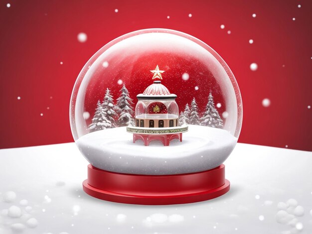 A snow globe christmas decorative design podium
