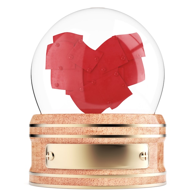 Snow globe with abstract heart inside