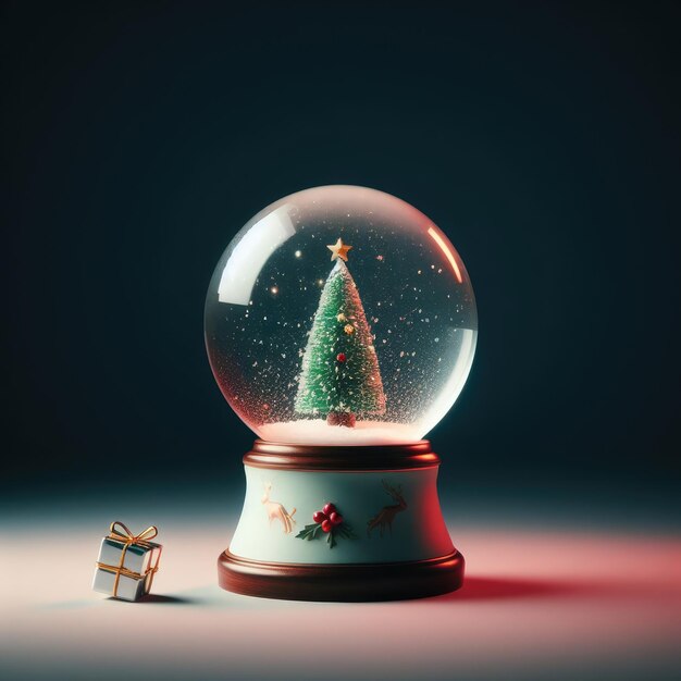 Photo snow globe with christmas tree