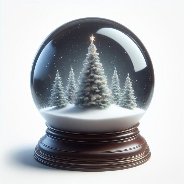 Snow Globe with Christmas Trees Covered in Snow