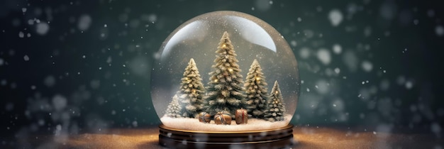 A snow globe with christmas trees on it