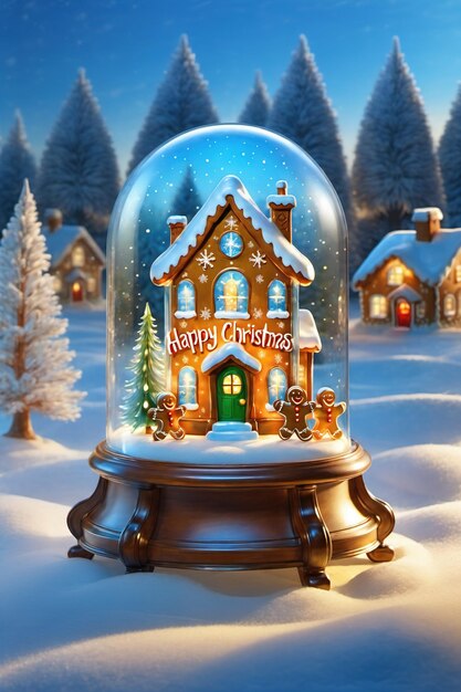 a snow globe with a house inside