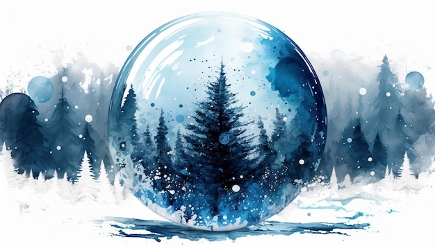 A snow globe with a tree inside