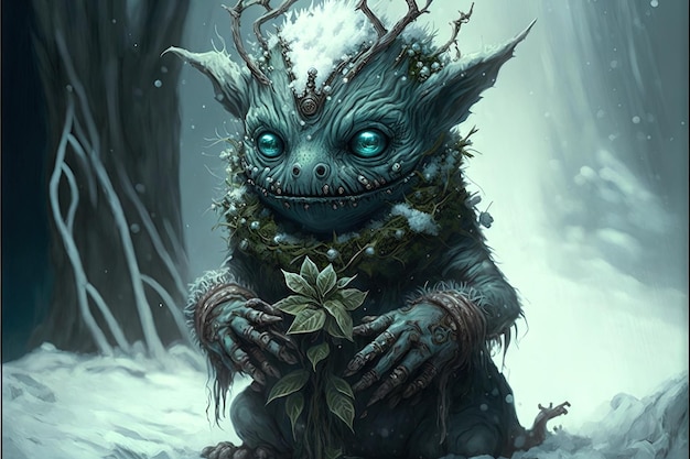 Snow Goblin illustratie generatieve ai