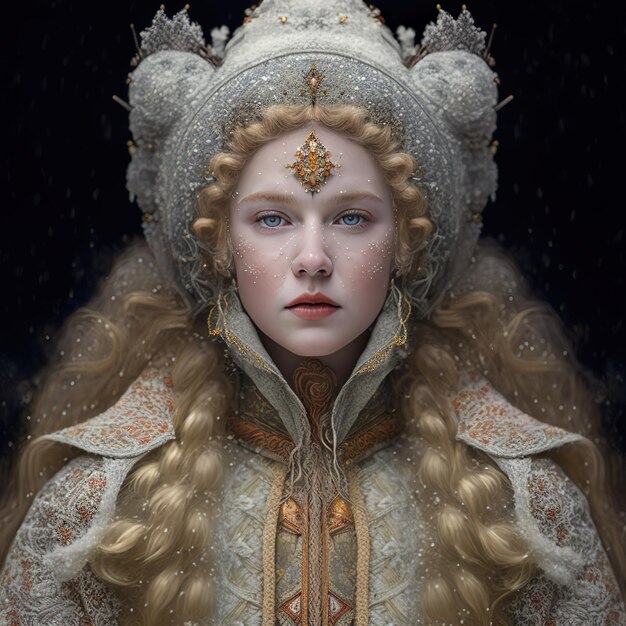 The Snow Goddess An Ultra Detailed Portrait with Ai Generated Ai 賞を受賞した構図