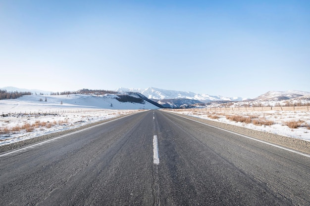 Snow on Highway in a landscape image