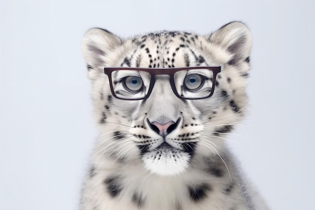 a snow leopard wearing glasses