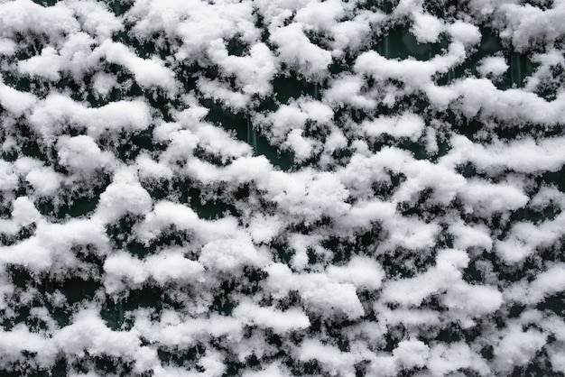 La neve giace su una superficie in rilievo verticale