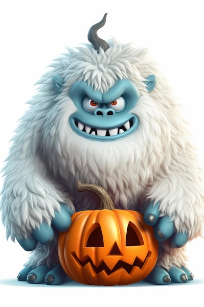 Мультфильм о снежном монстре для вечеринки в честь Хэллоуина
