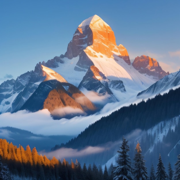 Snow mountain landscape generative AI