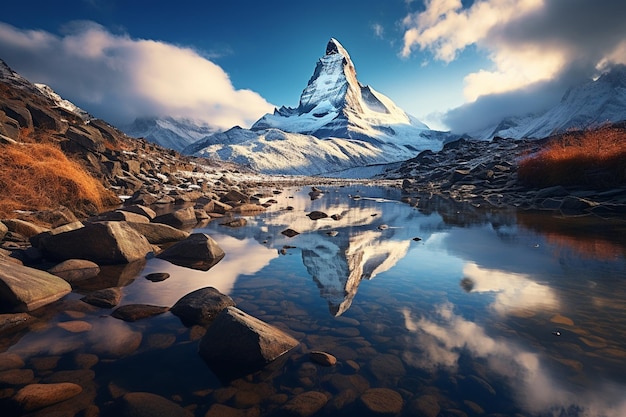 Photo snow mountain landscape