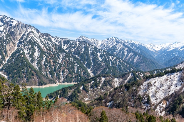 사진 다테야마 구로베 알펜 루트의 설산과 구로베 호수.