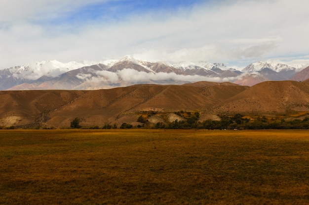 Snow mountains landscape in central asia