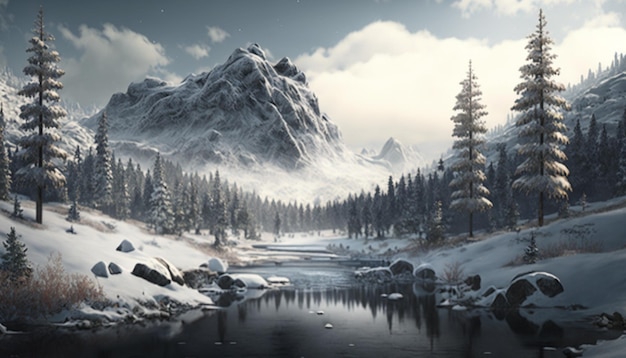 snow mountains landscape